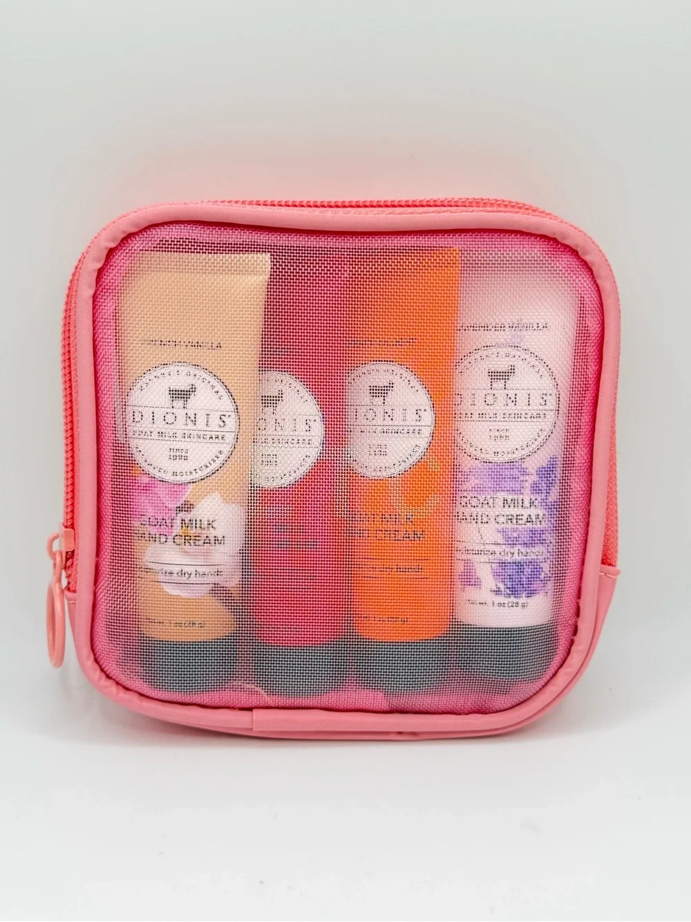 NEW Dionis Goat Milk Hand Cream Gift Set with Pink Cosmetic Bag